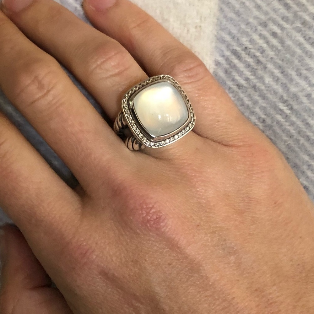 SOLD David Yurman Moonstone & Diamond Ring - Picture 4 of 8